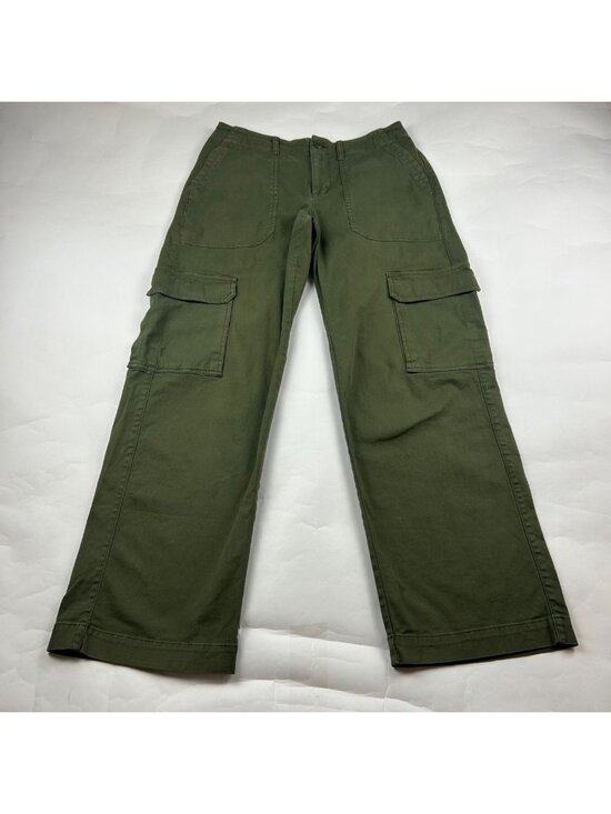 Universal Thread Pants - Universal Thread Dark Olive Stretch Canvas High Rise Wide Leg Cargo Pant 8